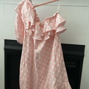 Pink Polka Dot One shoulder dress